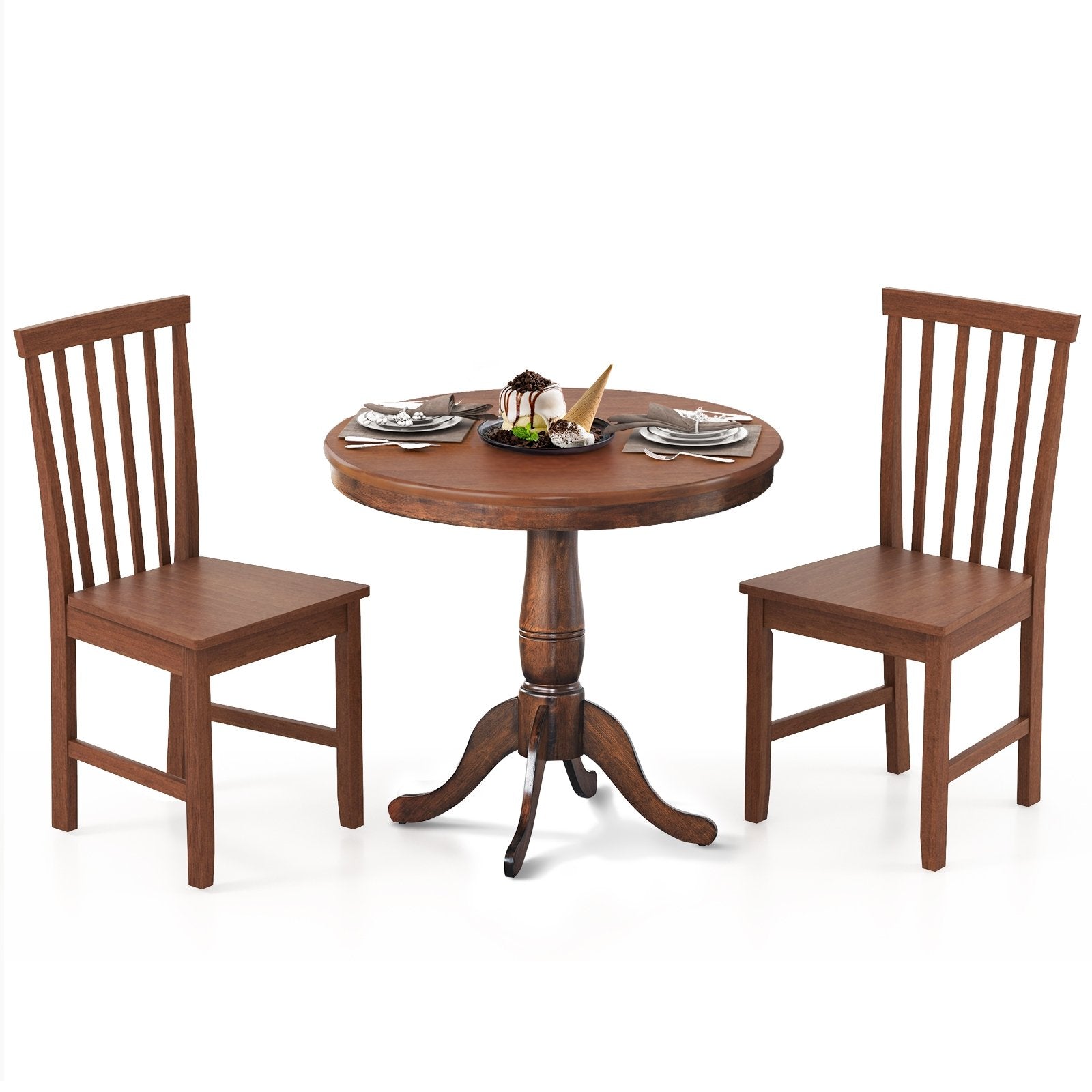 3 Pieces Wooden Dining Table and Chair Set for Cafe Kitchen Living Room, Walnut Dining Room Sets   at Gallery Canada