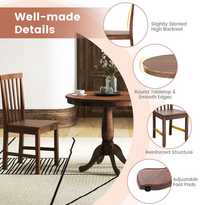 3 Pieces Wooden Dining Table and Chair Set for Cafe Kitchen Living Room, Walnut - Gallery Canada