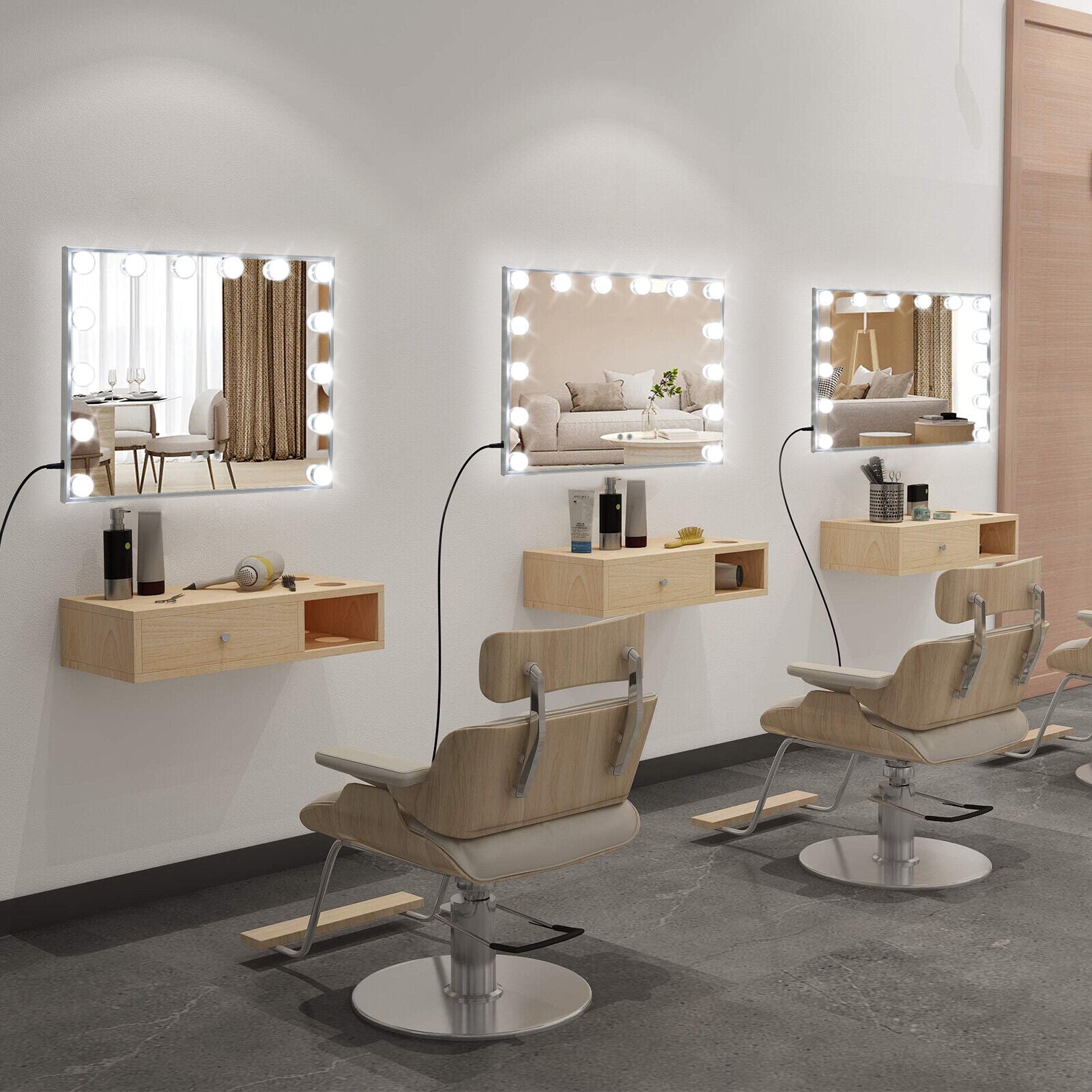 2-in-1 Vanity Mirror with 14 Dimmable LED Bulbs, Silver Wall Mirrors at Gallery Canada