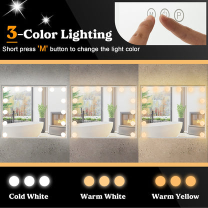 2-in-1 Vanity Mirror with 14 Dimmable LED Bulbs, Silver Wall Mirrors   at Gallery Canada