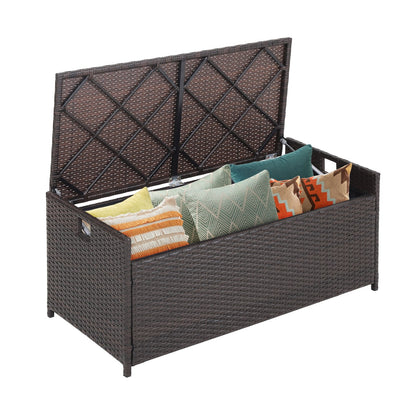 34 Gallon Patio Storage Bench with Seat Cushion and Zippered Liner, Brown Garages   at Gallery Canada