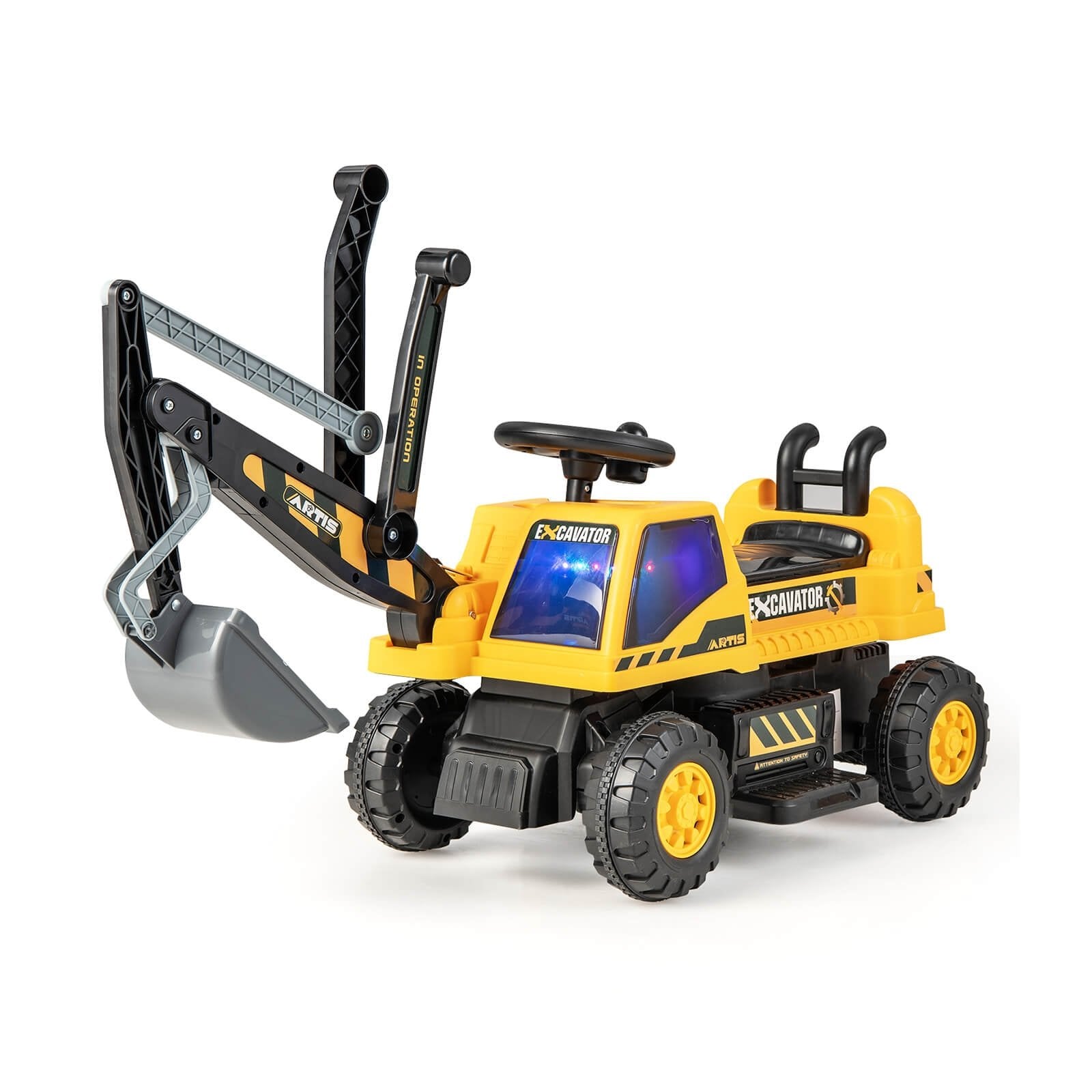 Kids ASTM Certificated Powered Ride On Bulldozer with Front Digger Shovel, Yellow Powered Ride On Toys   at Gallery Canada