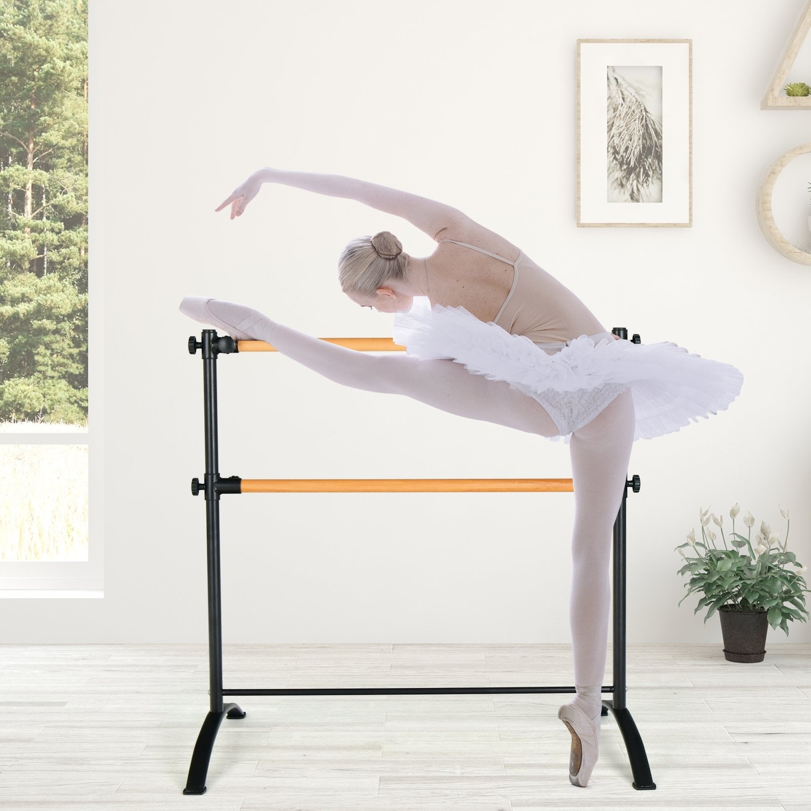 4 Foot Portable  Freestanding Double Ballet Barre, Black Toy Sports   at Gallery Canada