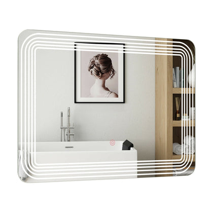 LED Bathroom Vanity Wall-Mount Mirror with Touch Button, White Wall Mirrors   at Gallery Canada