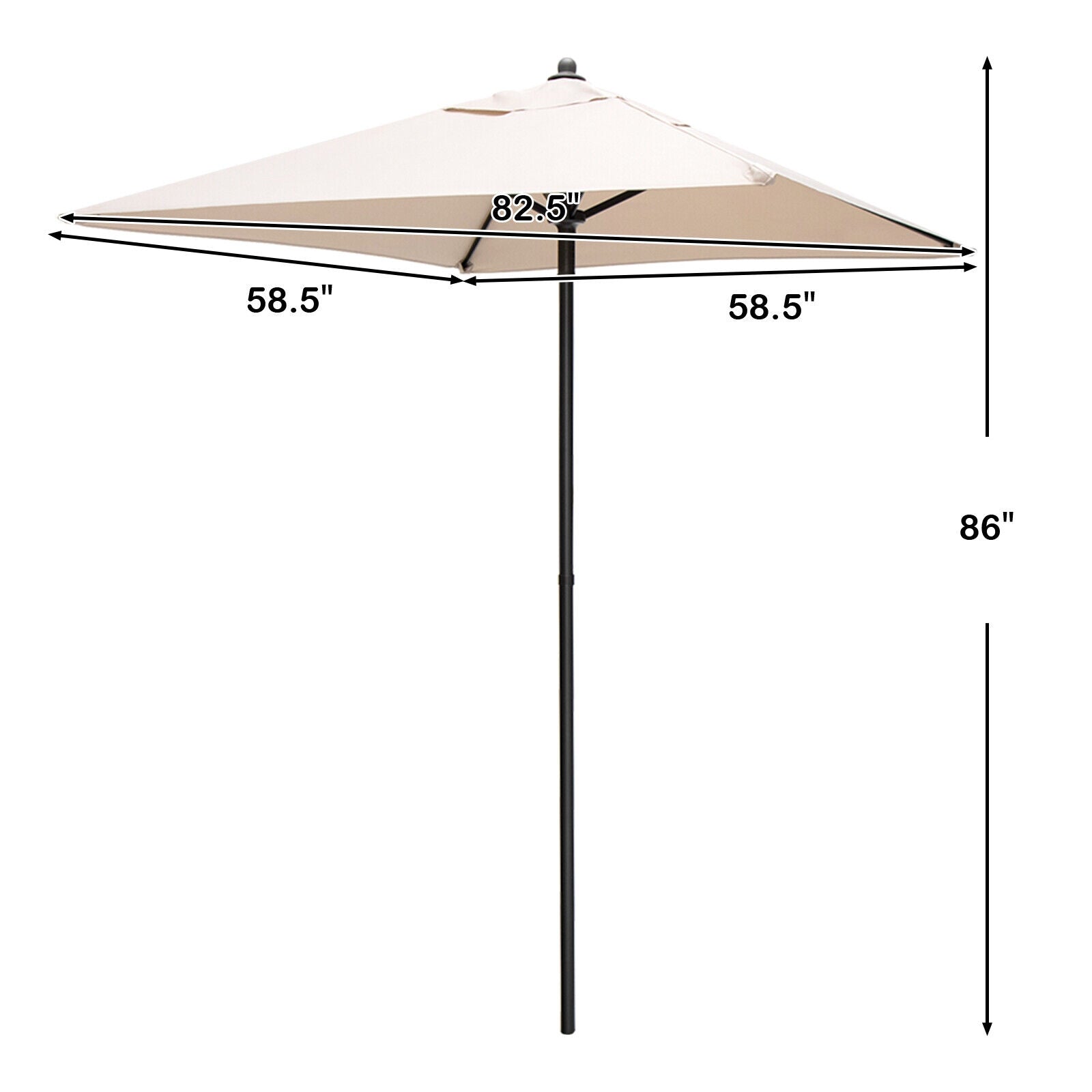5 Feet Patio Square Market Table Umbrella Shelter with 4 Sturdy Ribs, Beige Outdoor Umbrellas at Gallery Canada