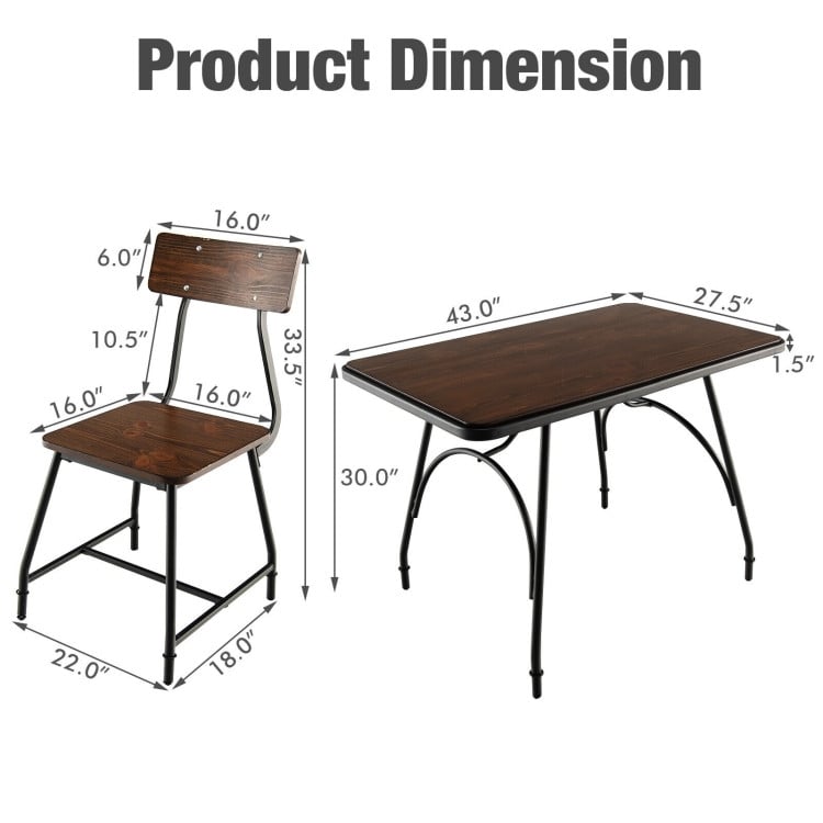 43 x 27.5 Inch Industrial Style Dining Table with Adjustable Feet, Rustic Brown Dining Tables   at Gallery Canada