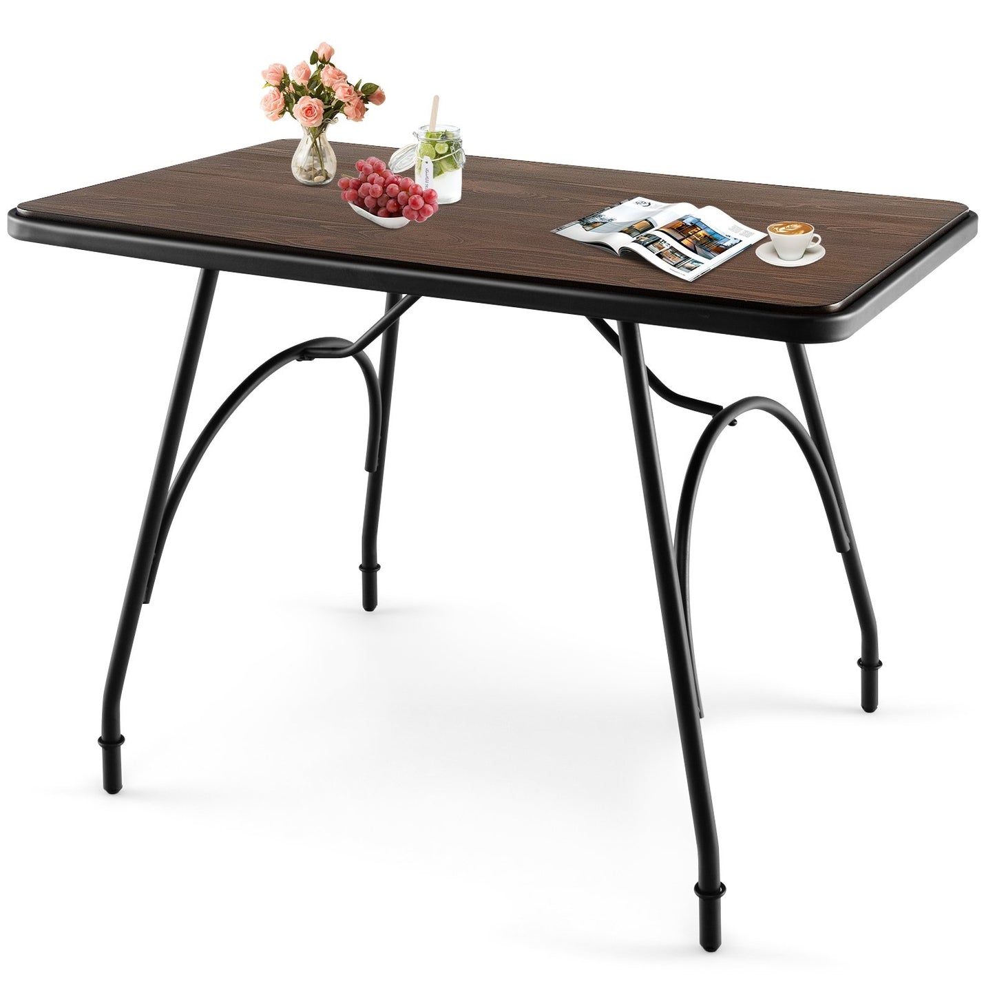 43 x 27.5 Inch Industrial Style Dining Table with Adjustable Feet, Rustic Brown Dining Tables   at Gallery Canada