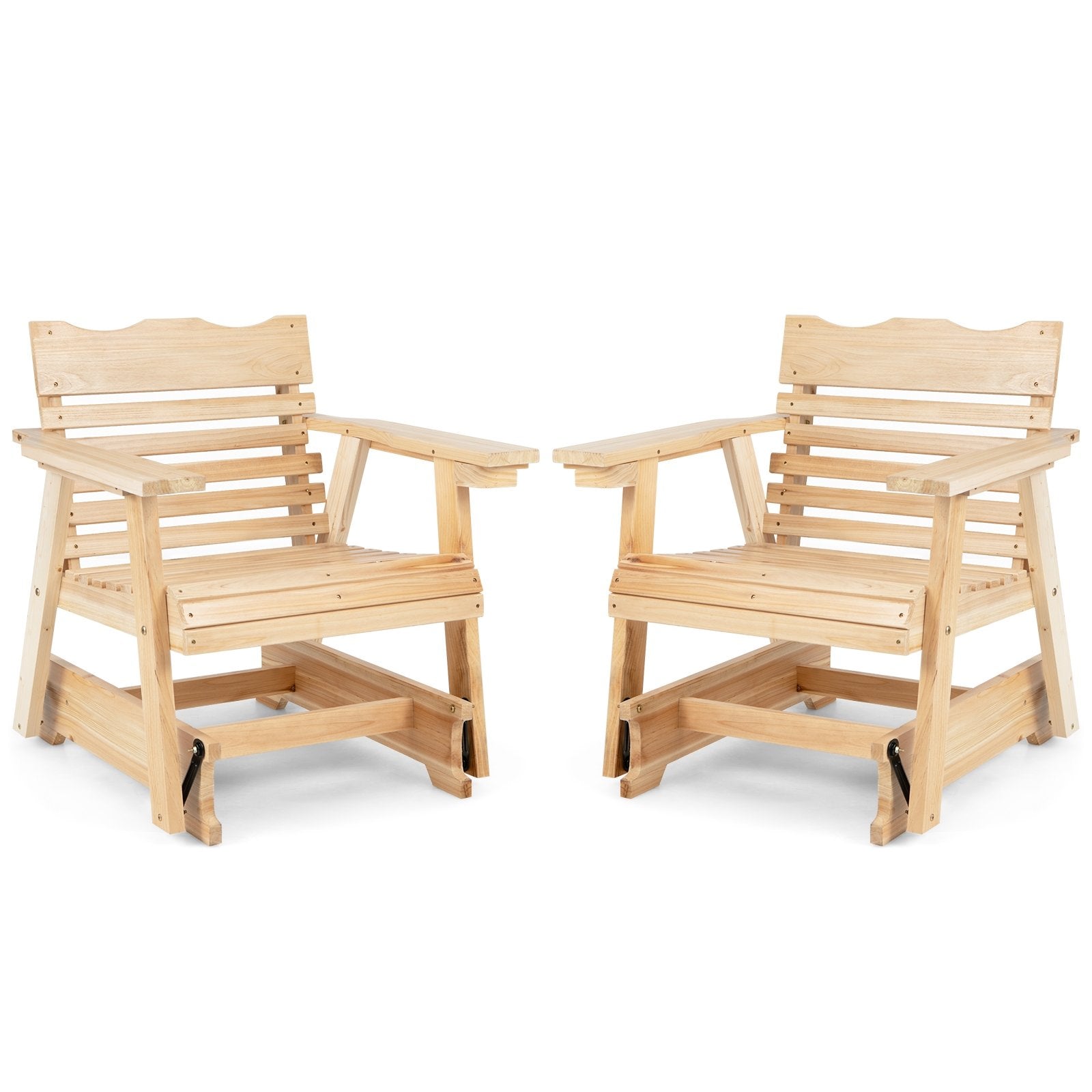 Outdoor Wood Rocking Chair with High Back and Widened Armrests, Brown Patio Rocking Chairs & Gliders   at Gallery Canada