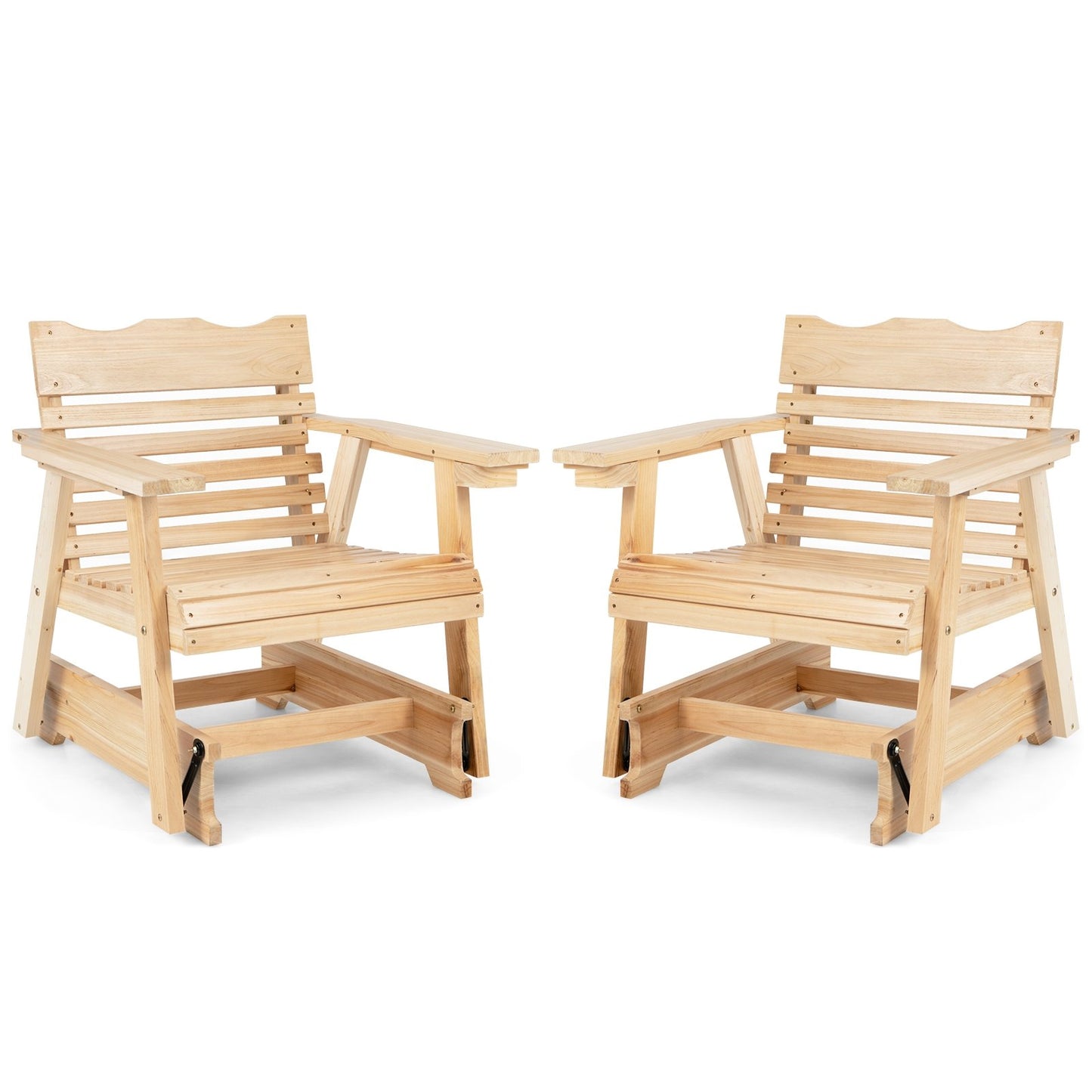 Outdoor Wood Rocking Chair with High Back and Widened Armrests, Brown Patio Rocking Chairs & Gliders   at Gallery Canada