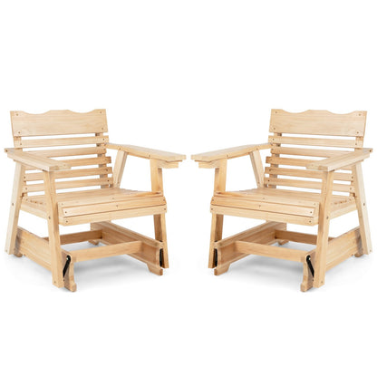 Outdoor Wood Rocking Chair with High Back and Widened Armrests, Brown Patio Rocking Chairs & Gliders   at Gallery Canada