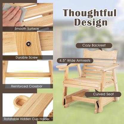 Outdoor Wood Rocking Chair with High Back and Widened Armrests, Brown Patio Rocking Chairs & Gliders   at Gallery Canada