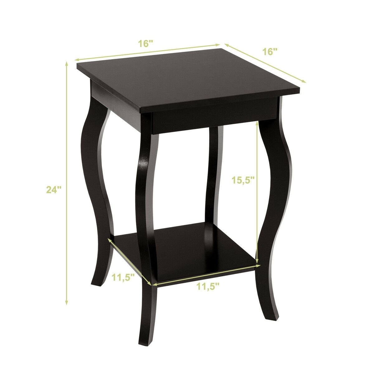 Set of 2 Side Table End Table Night Stand with Shelf, Brown End & Side Tables   at Gallery Canada