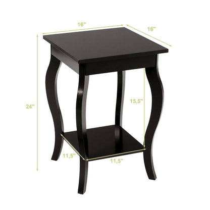 Set of 2 Side Table End Table Night Stand with Shelf, Brown End & Side Tables   at Gallery Canada