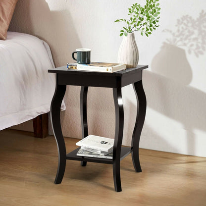 Set of 2 Side Table End Table Night Stand with Shelf, Brown End & Side Tables   at Gallery Canada