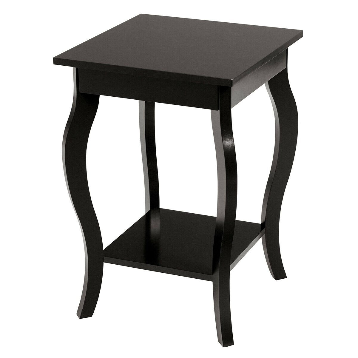 Set of 2 Side Table End Table Night Stand with Shelf, Brown End & Side Tables   at Gallery Canada