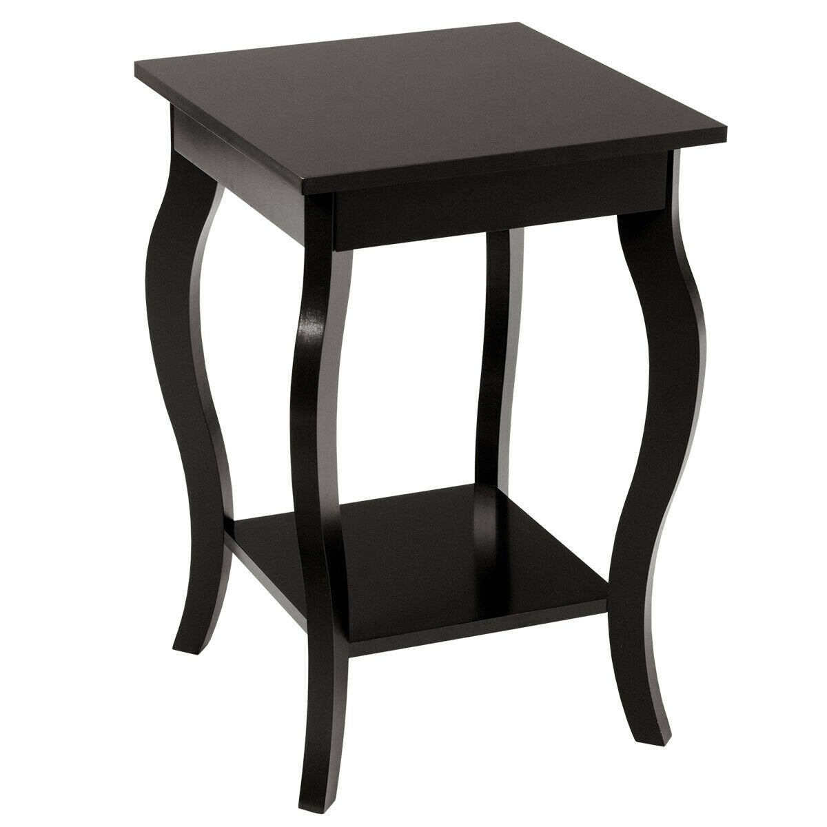 Set of 2 Side Table End Table Night Stand with Shelf, Brown End & Side Tables   at Gallery Canada