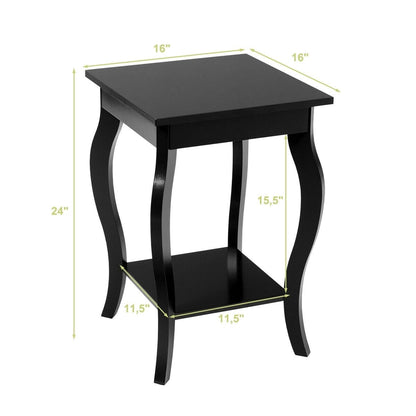 Set of 2 Side Table End Table Night Stand with Shelf, Black End & Side Tables   at Gallery Canada