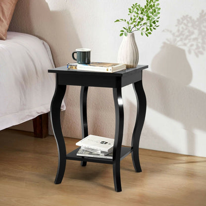 Set of 2 Side Table End Table Night Stand with Shelf, Black End & Side Tables   at Gallery Canada