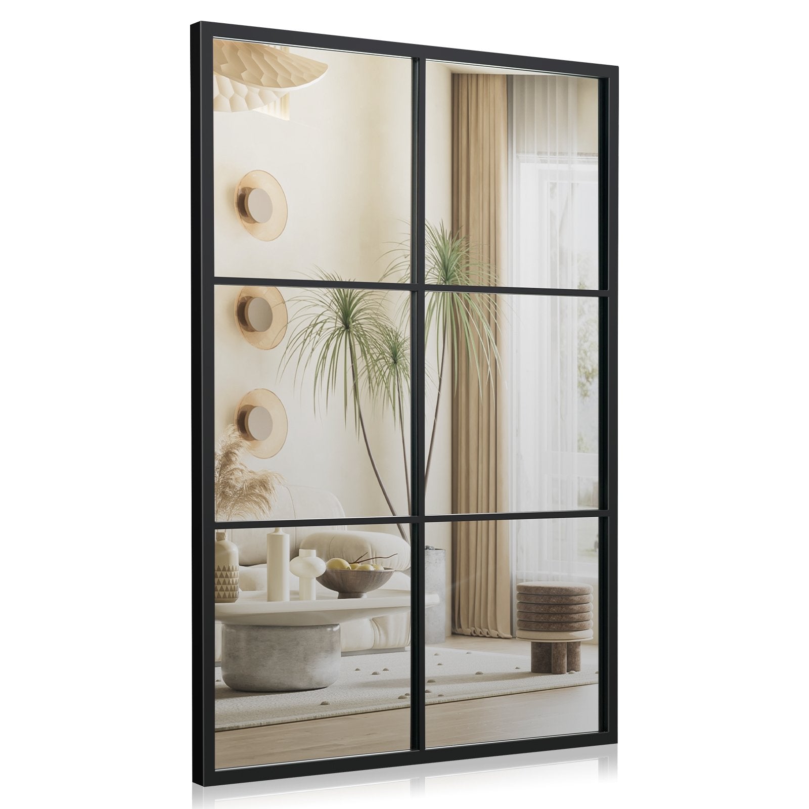 3-Layered Decorative Wall Mirror with Metal Frame for Dining Living Room, Black Wall Mirrors   at Gallery Canada