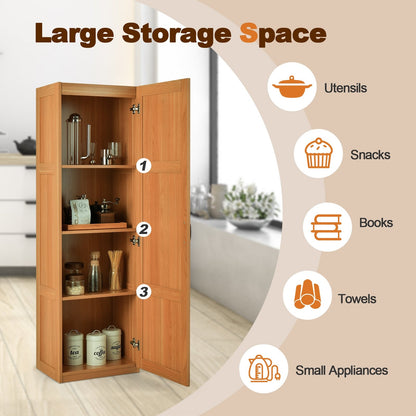 Tall Storage Cabinet with 4 Storage Shelves for Bathroom Living Room, Natural - Gallery Canada