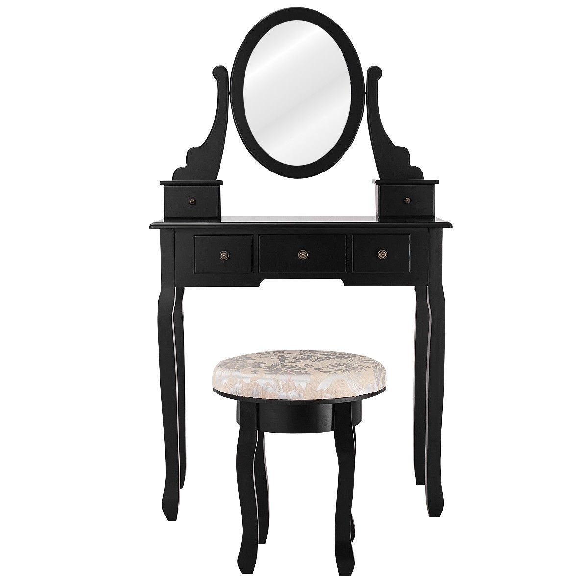 Vanity Makeup Table Set Bedroom Furniture with Padded Stool, Black Makeup Vanities   at Gallery Canada