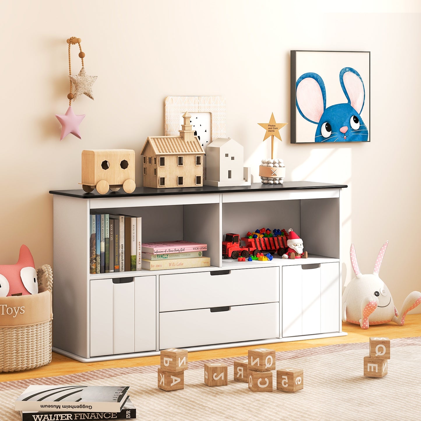 Kids Toy Storage Organizer with Blackboard Top-4-Drawer, White Kids Storage   at Gallery Canada