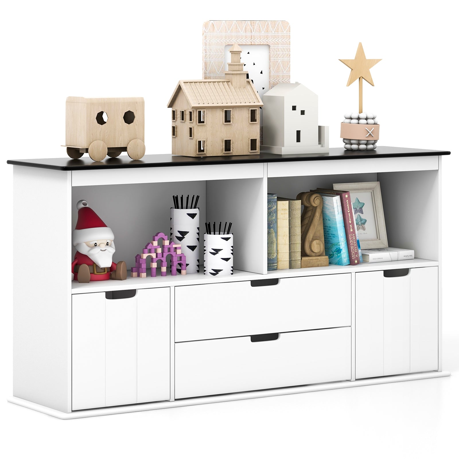 Kids Toy Storage Organizer with Blackboard Top-4-Drawer, White Kids Storage White  at Gallery Canada