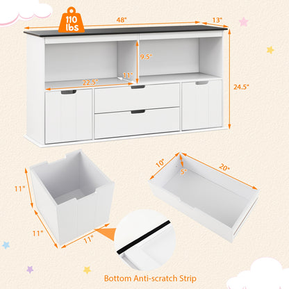 Kids Toy Storage Organizer with Blackboard Top-4-Drawer, White Kids Storage   at Gallery Canada