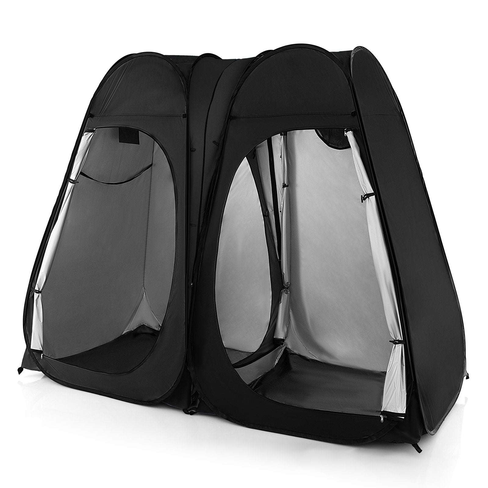 Oversized Pop Up Shower Tent with Window Floor and Storage Pocket, Black - Gallery Canada