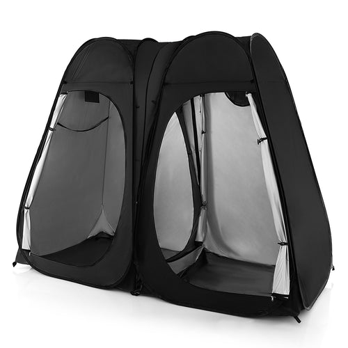 Oversized Pop Up Shower Tent with Window Floor and Storage Pocket, Black