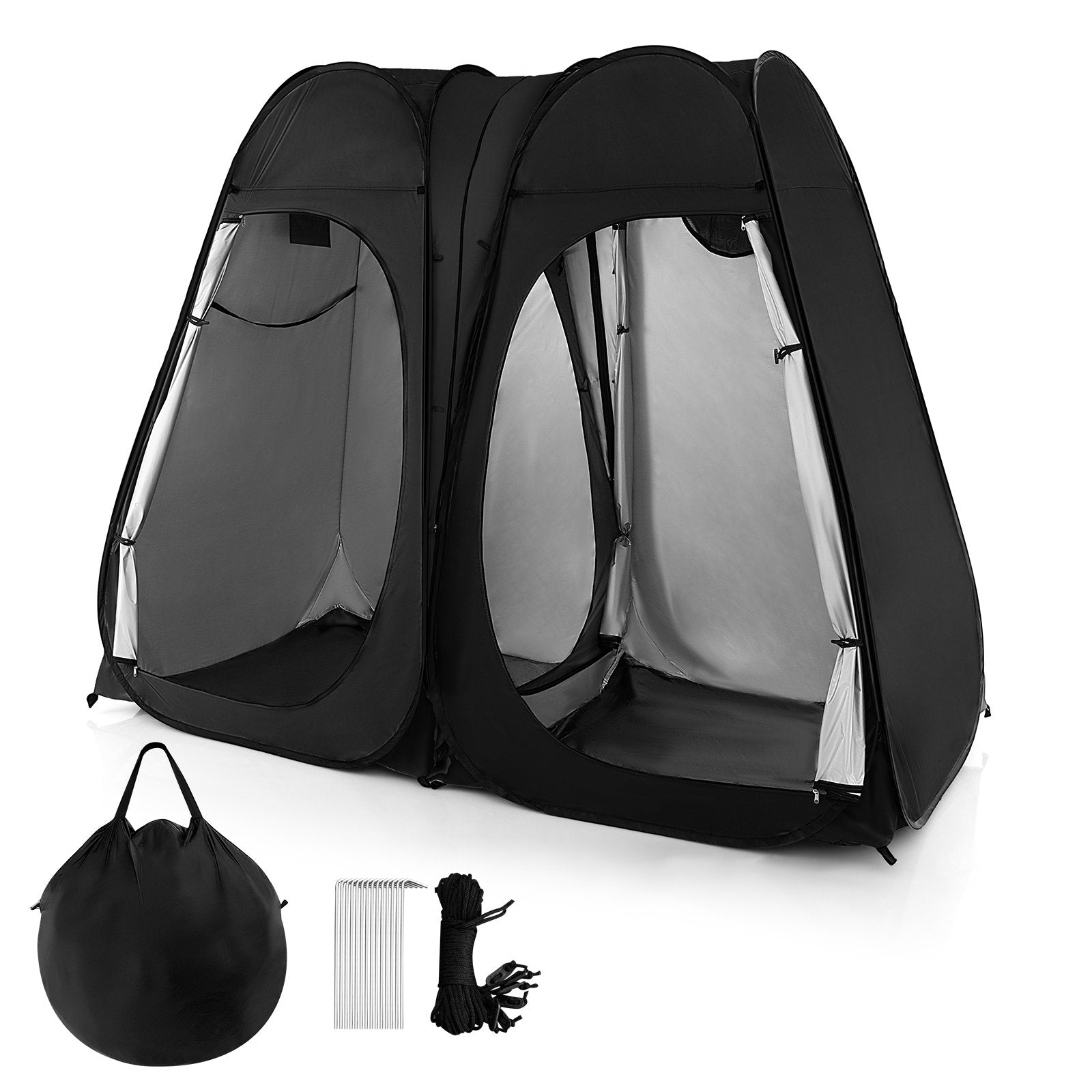 Oversized Pop Up Shower Tent with Window Floor and Storage Pocket, Black Tents   at Gallery Canada