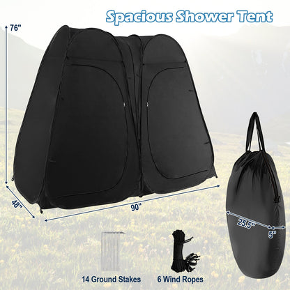 Oversized Pop Up Shower Tent with Window Floor and Storage Pocket, Black Tents   at Gallery Canada