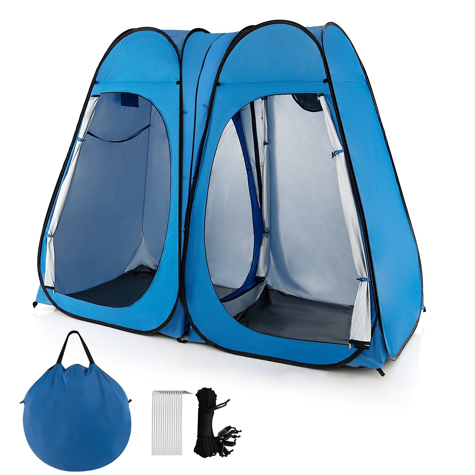 Oversized Pop Up Shower Tent with Window Floor and Storage Pocket, Blue Tents   at Gallery Canada