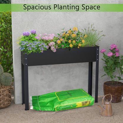 Metal Raised Garden Bed with Legs and Drainage Hole for Vegetable Flower-40 x 11 x 31.5 inches, Black - Gallery Canada