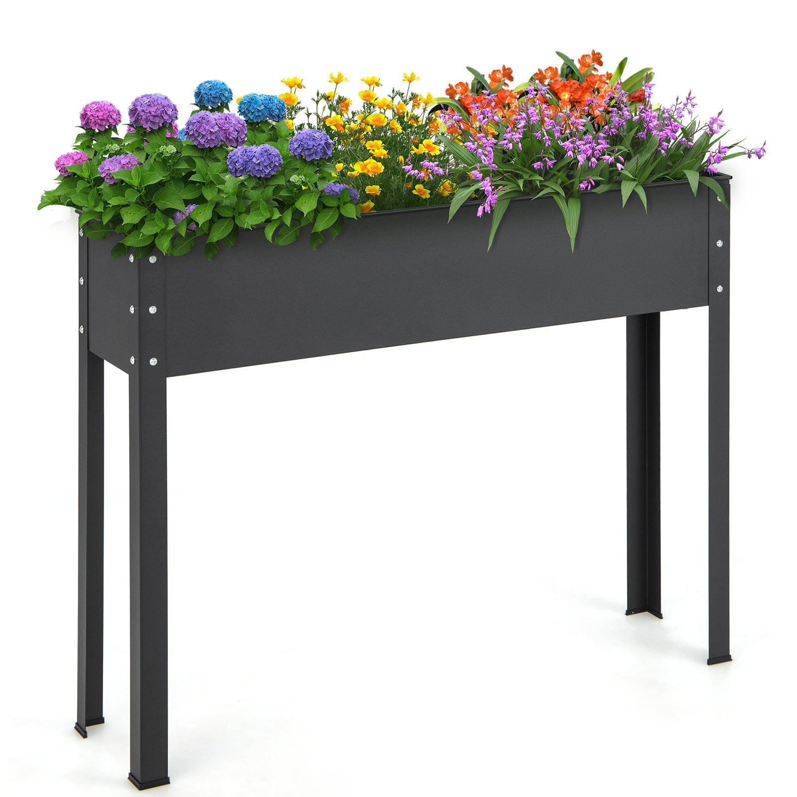 Metal Raised Garden Bed with Legs and Drainage Hole for Vegetable Flower-40 x 11 x 31.5 inches, Black Raised Garden Beds   at Gallery Canada