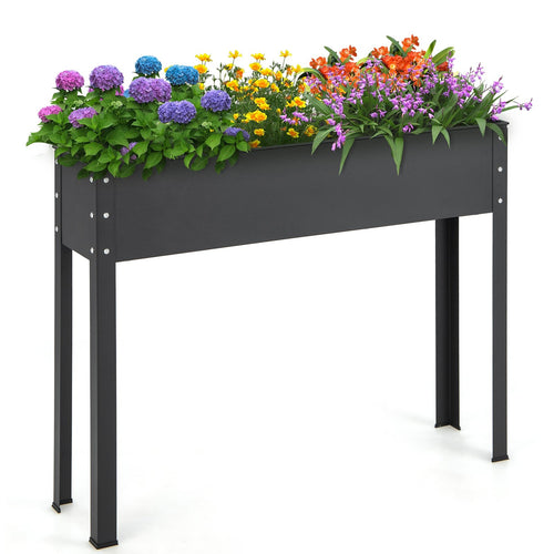 Metal Raised Garden Bed with Legs and Drainage Hole for Vegetable Flower-40 x 11 x 31.5 inches, Black