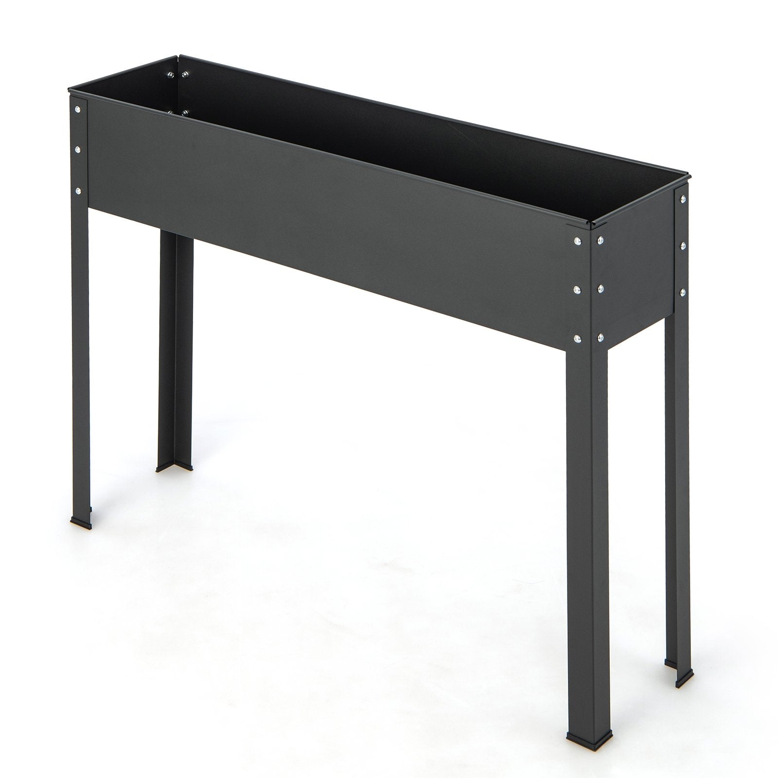 Metal Raised Garden Bed with Legs and Drainage Hole for Vegetable Flower-40 x 11 x 31.5 inches, Black Raised Garden Beds   at Gallery Canada