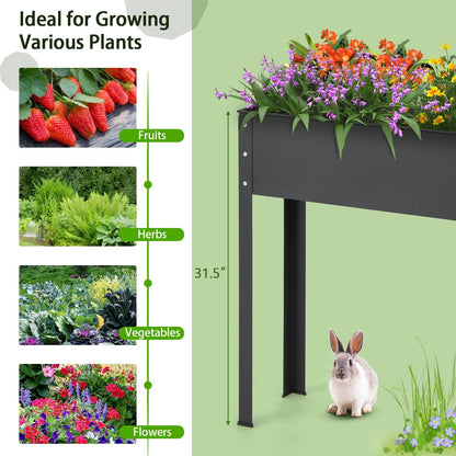 Metal Raised Garden Bed with Legs and Drainage Hole for Vegetable Flower-40 x 11 x 31.5 inches, Black - Gallery Canada