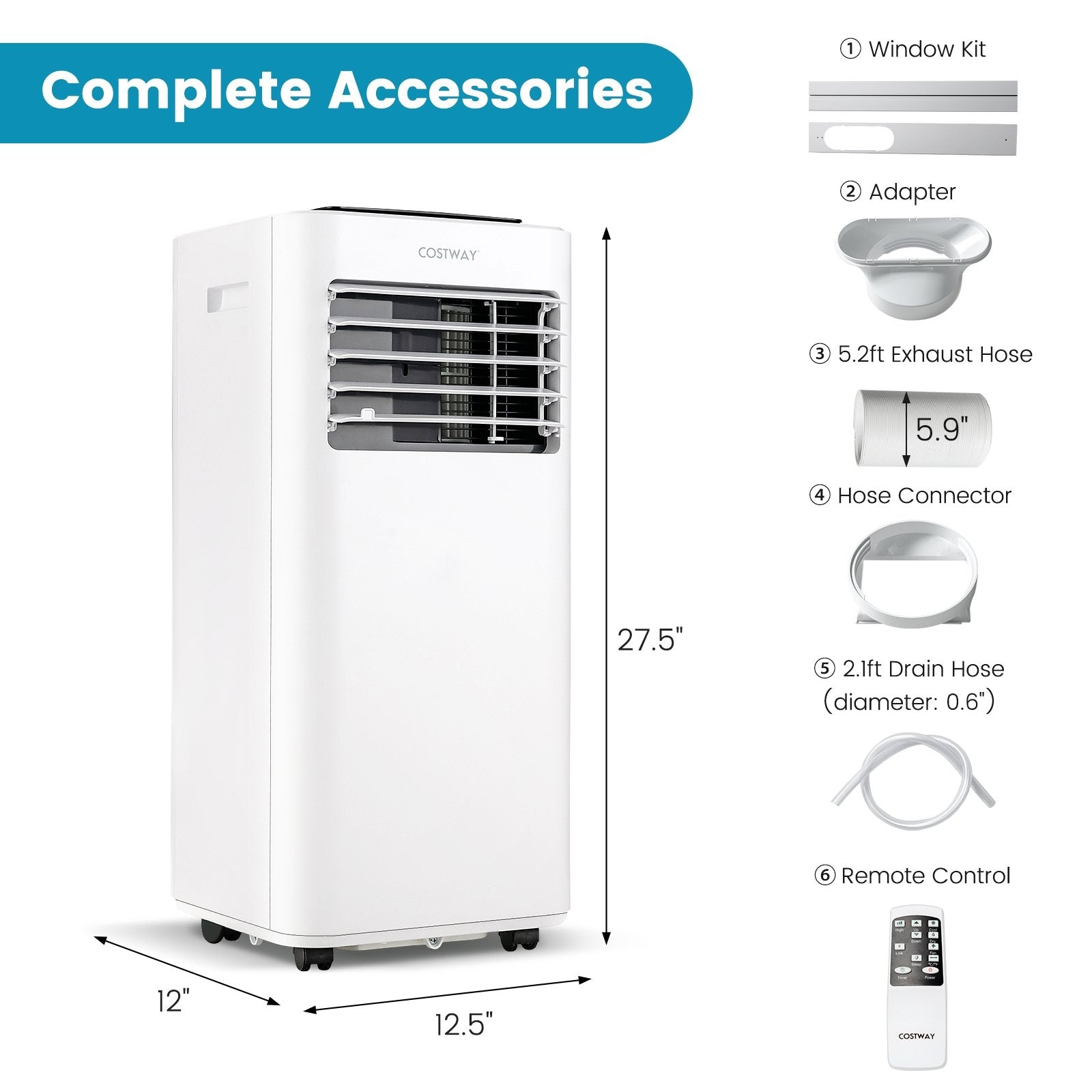 8000 BTU Portable Air Conditioner with Fan Dehumidifier Sleep Mode-8000 BTU, White Portable Air Conditioners   at Gallery Canada