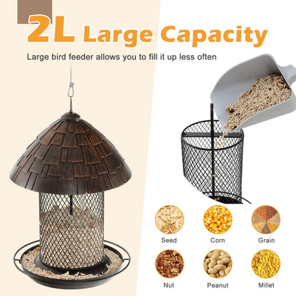 Squirrel-proof Metal Wild Bird Feeder with Perch and Drain Holes, Natural - Gallery Canada