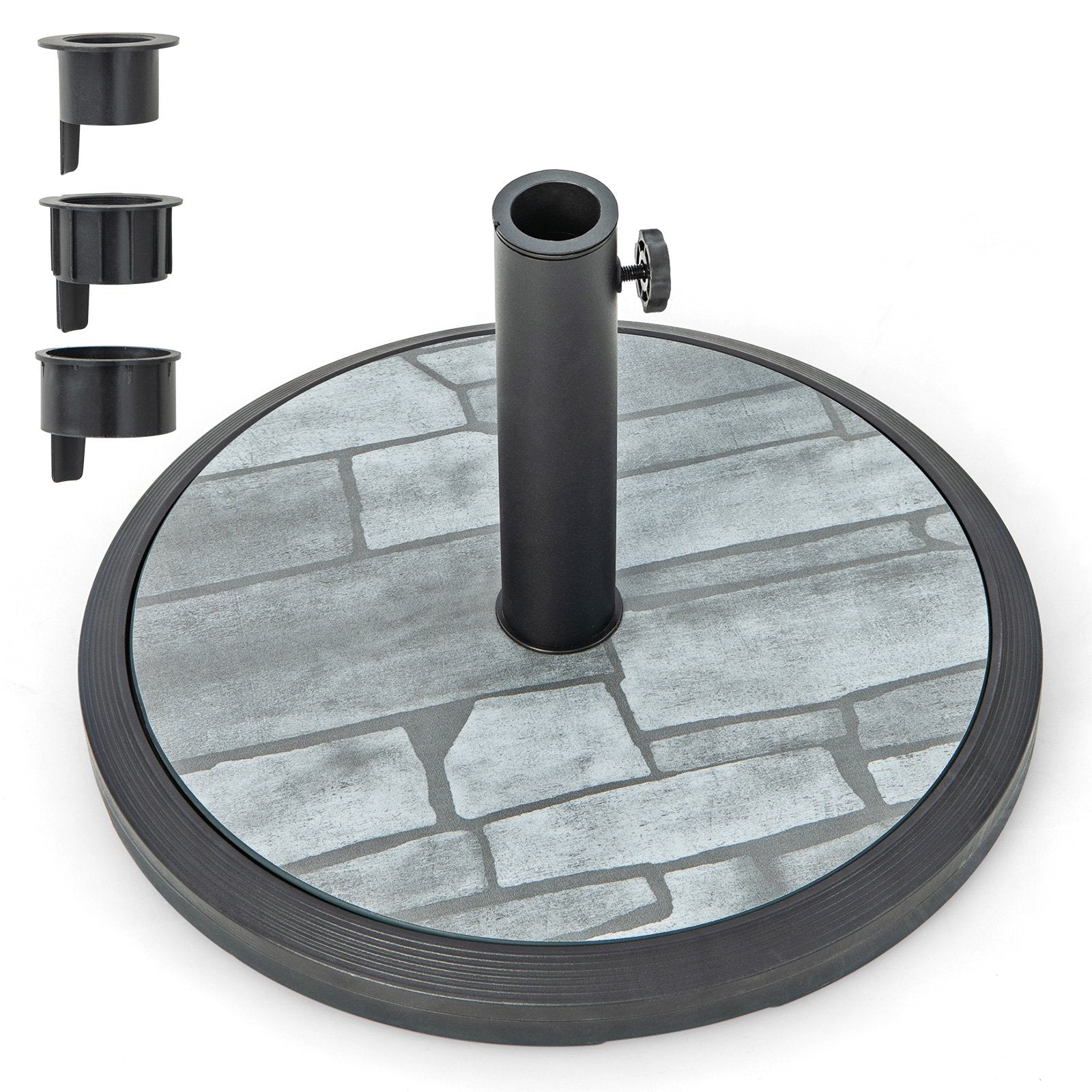 35lbs Umbrella Base with Built-in Cement, Black & Gray Outdoor Umbrella Bases   at Gallery Canada