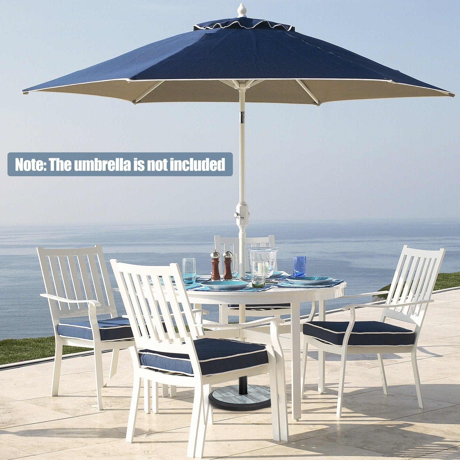 35lbs Umbrella Base with Built-in Cement, Black & Gray Outdoor Umbrella Bases   at Gallery Canada