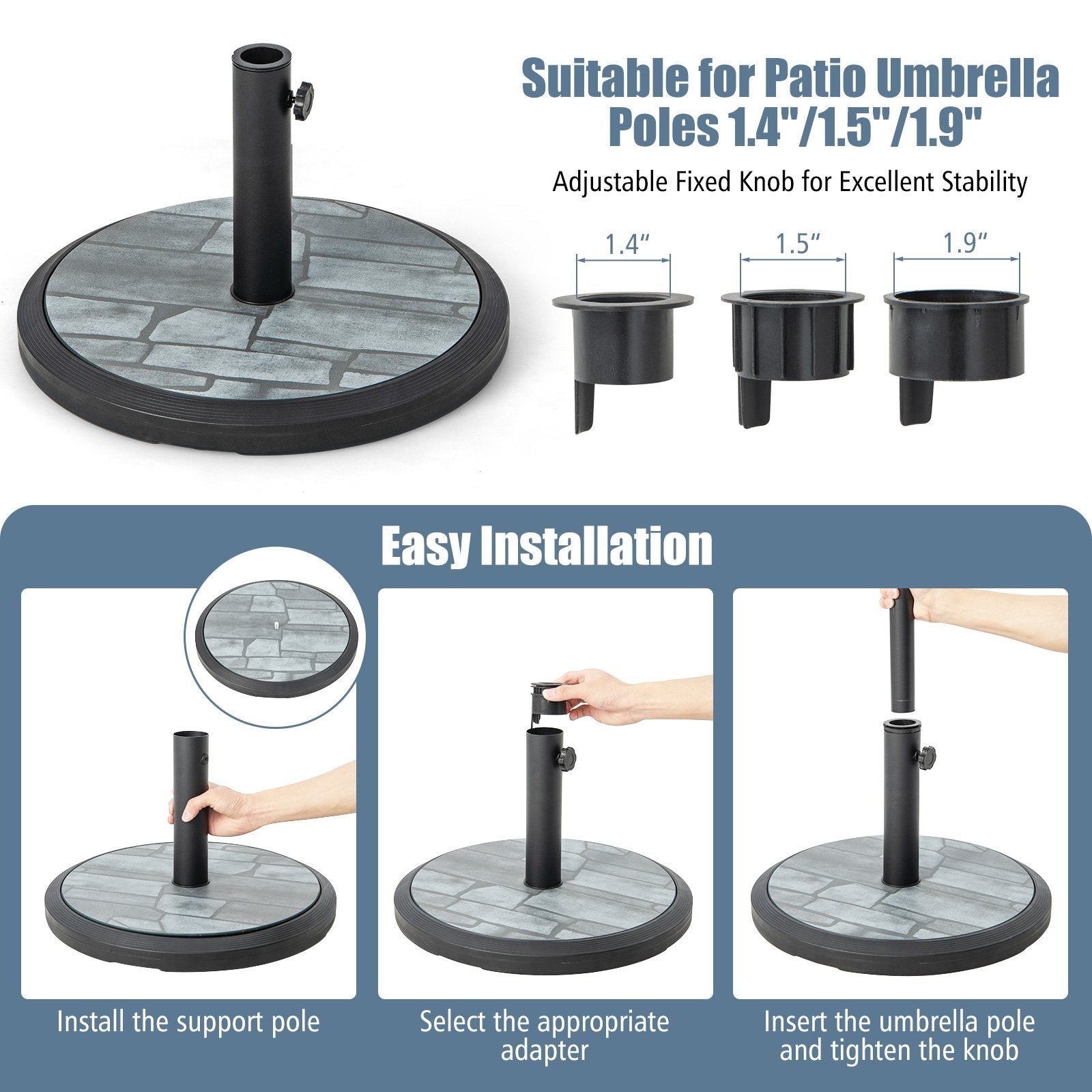 35lbs Umbrella Base with Built-in Cement, Black & Gray Outdoor Umbrella Bases   at Gallery Canada