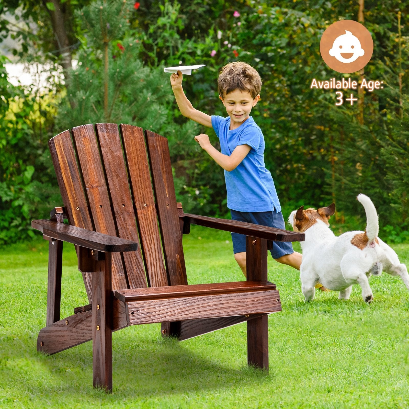 Kid's Adirondack Chair with High Backrest and Arm Rest, Coffee Adirondack Chairs   at Gallery Canada