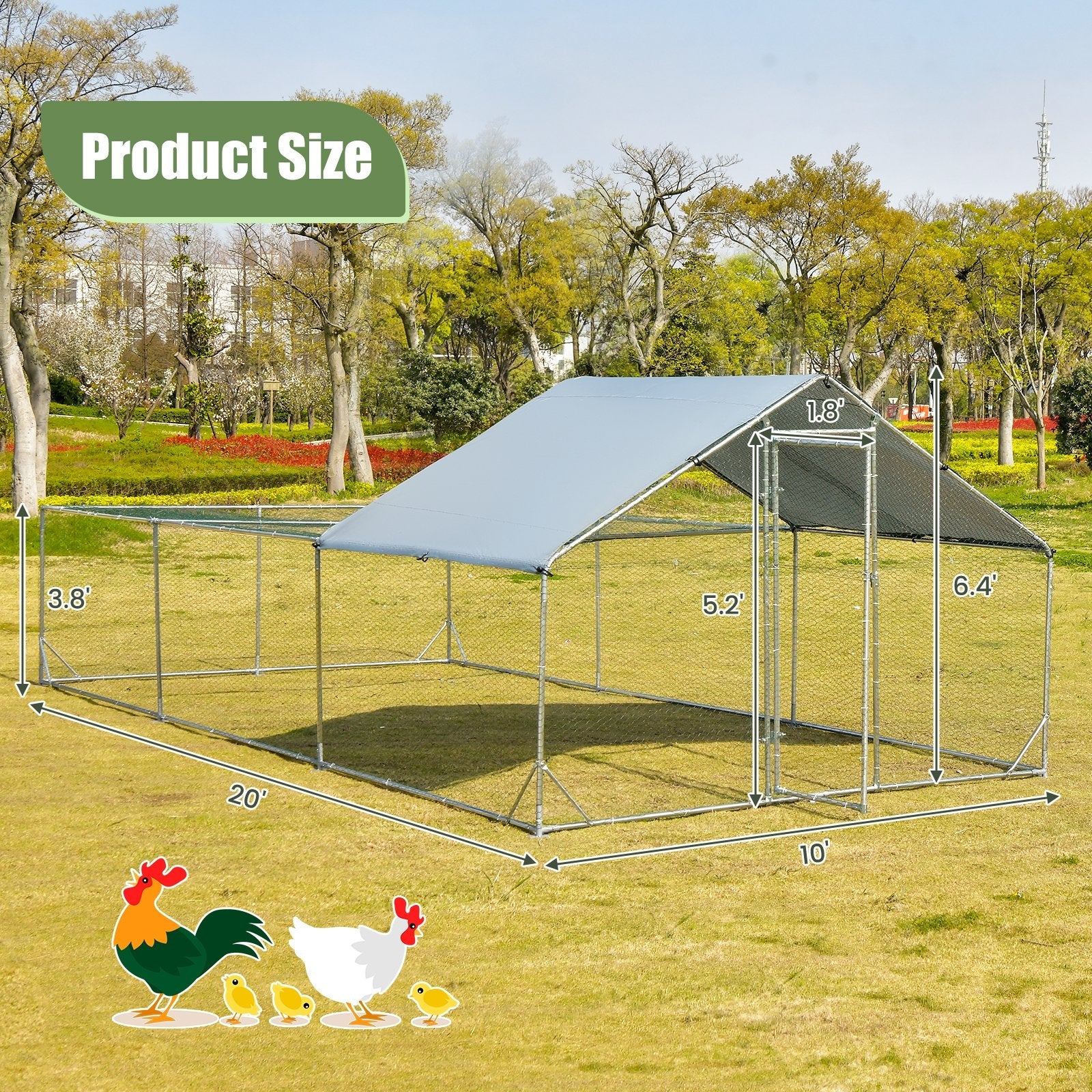 Large Metal Chicken Coop with Waterproof and Sun-proof Cover Chicken Coops   at Gallery Canada