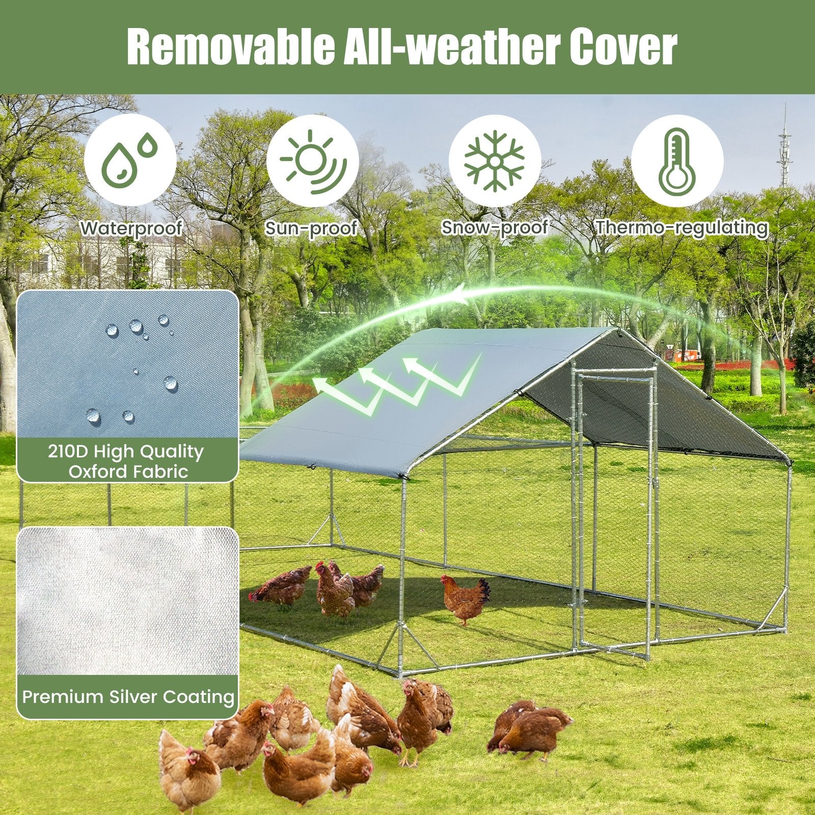 Large Metal Chicken Coop with Waterproof and Sun-proof Cover Chicken Coops   at Gallery Canada