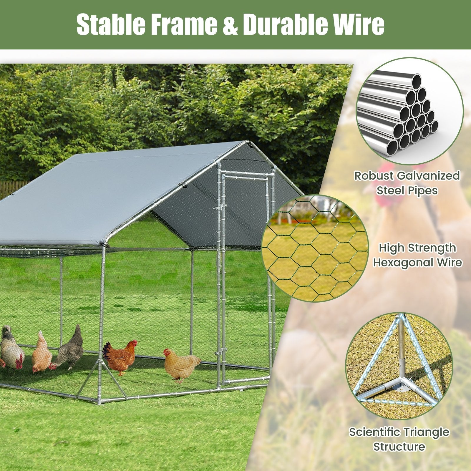 Large Metal Chicken Coop with Waterproof and Sun-proof Cover Chicken Coops   at Gallery Canada