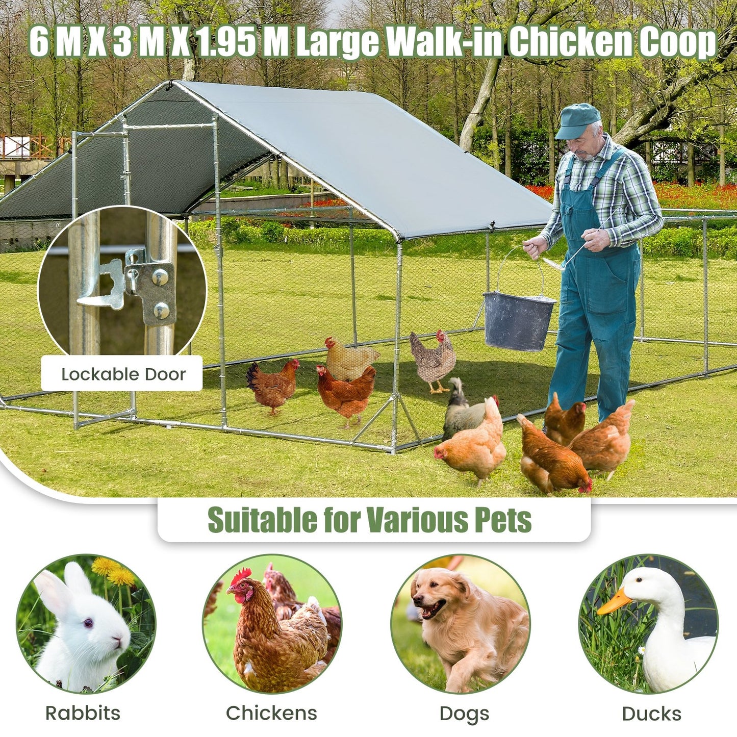 Large Metal Chicken Coop with Waterproof and Sun-proof Cover Chicken Coops   at Gallery Canada