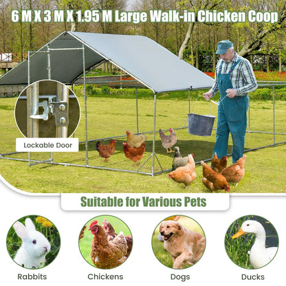 Large Metal Chicken Coop with Waterproof and Sun-proof Cover - Gallery Canada