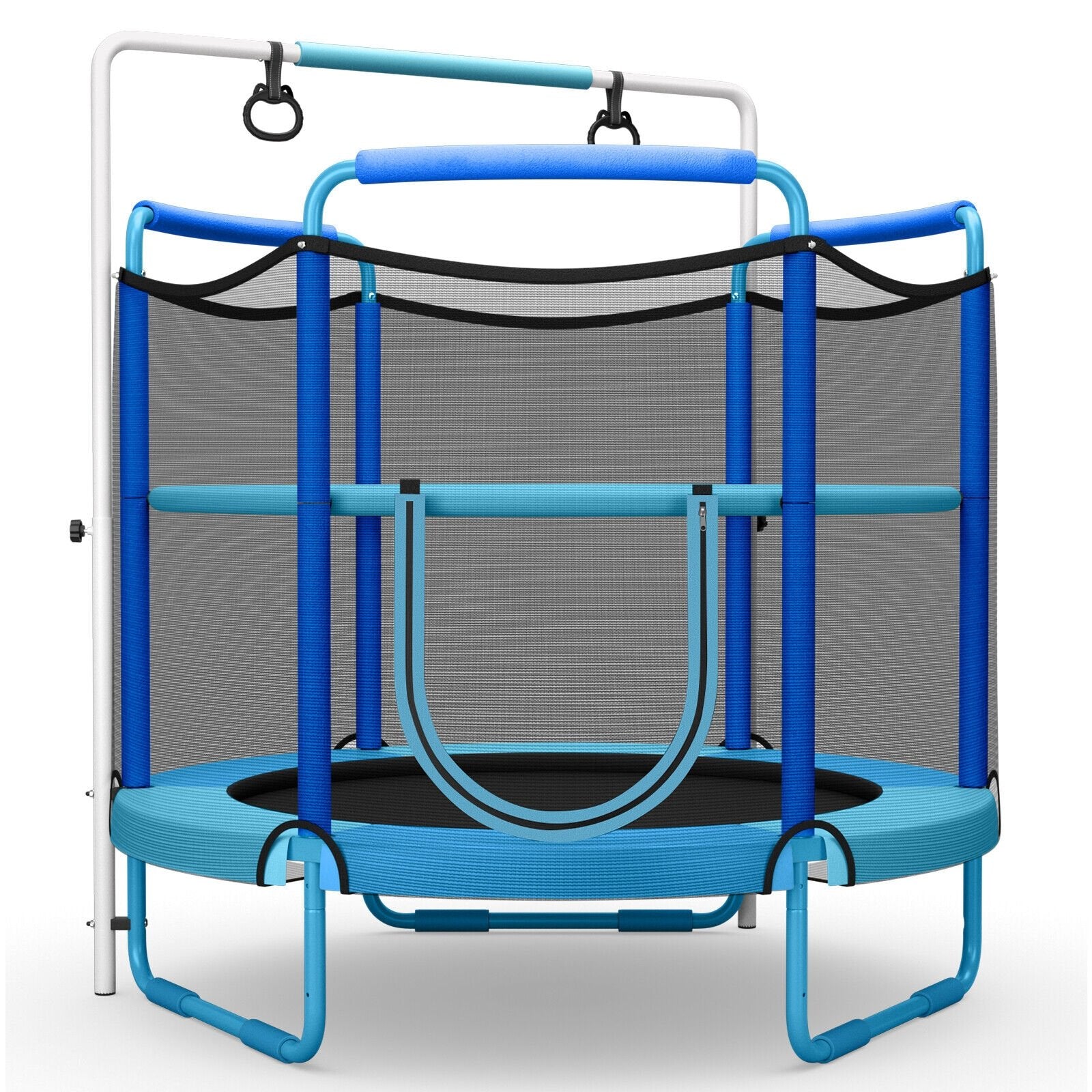 5 Feet Kids 3-in-1 Game Trampoline with Enclosure Net Spring Pad, Blue Trampolines   at Gallery Canada